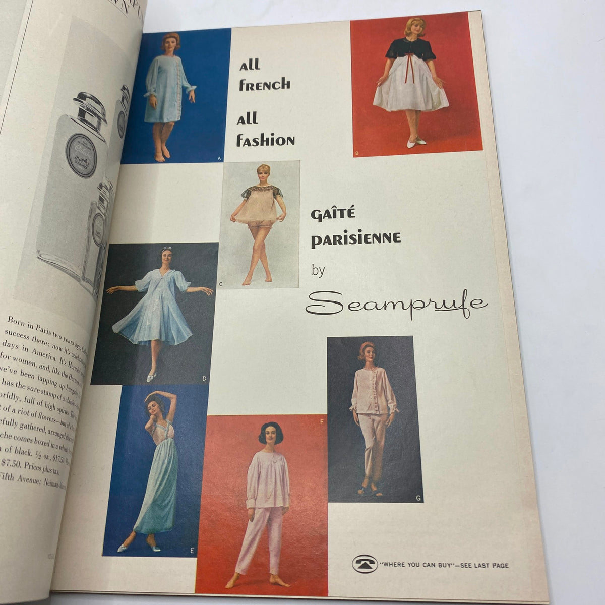 Ad page from VTG Vogue Magazine September 15, 1963 promoting Gaîte Parisienne by Seamprufe, showcasing elegant women's fashion in various styles and colors.