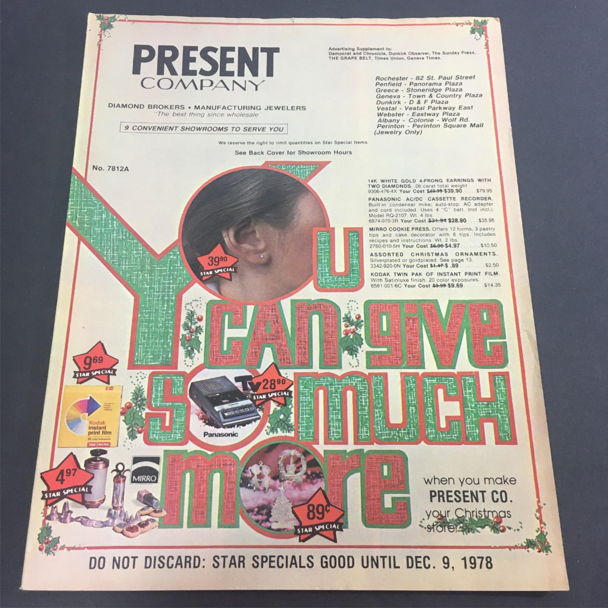 VTG December 1978 Present Company Star Specials Good Catalog Advertising featuring promotional advertising and jewelry offers.