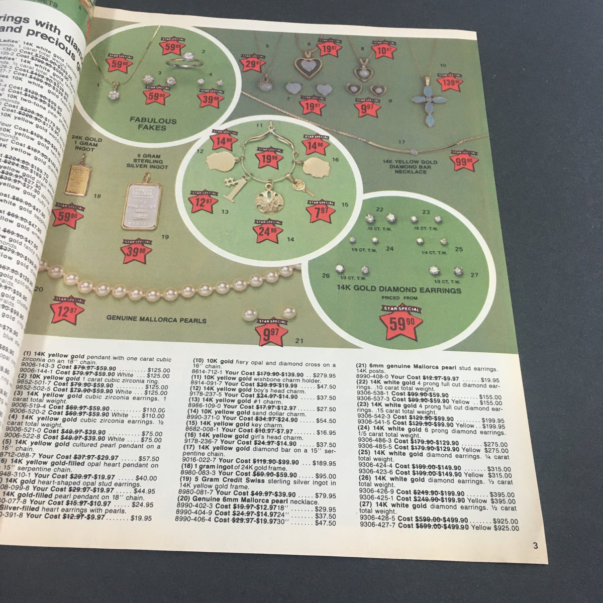 VTG May 1981 Present Company Special Gifts For People Catalog featuring jewelry items including 14K gold earrings and necklaces with corresponding prices.
