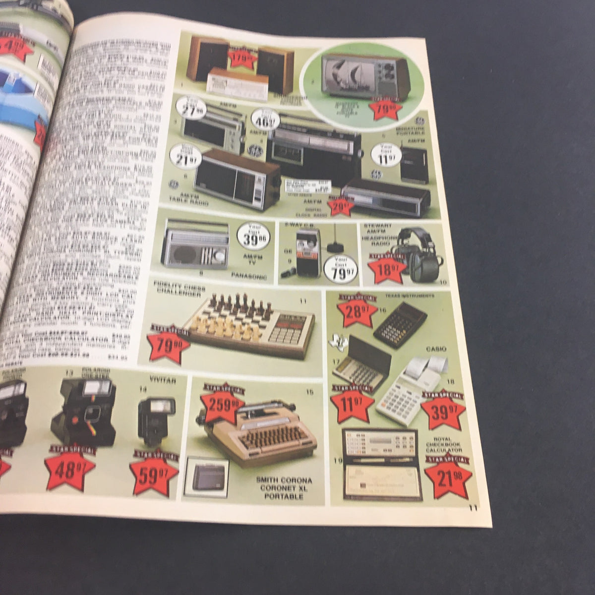 VTG May 1981 Present Company Special Gifts For People Catalog with electronics and gadget listings, including radios and typewriters, along with their prices.