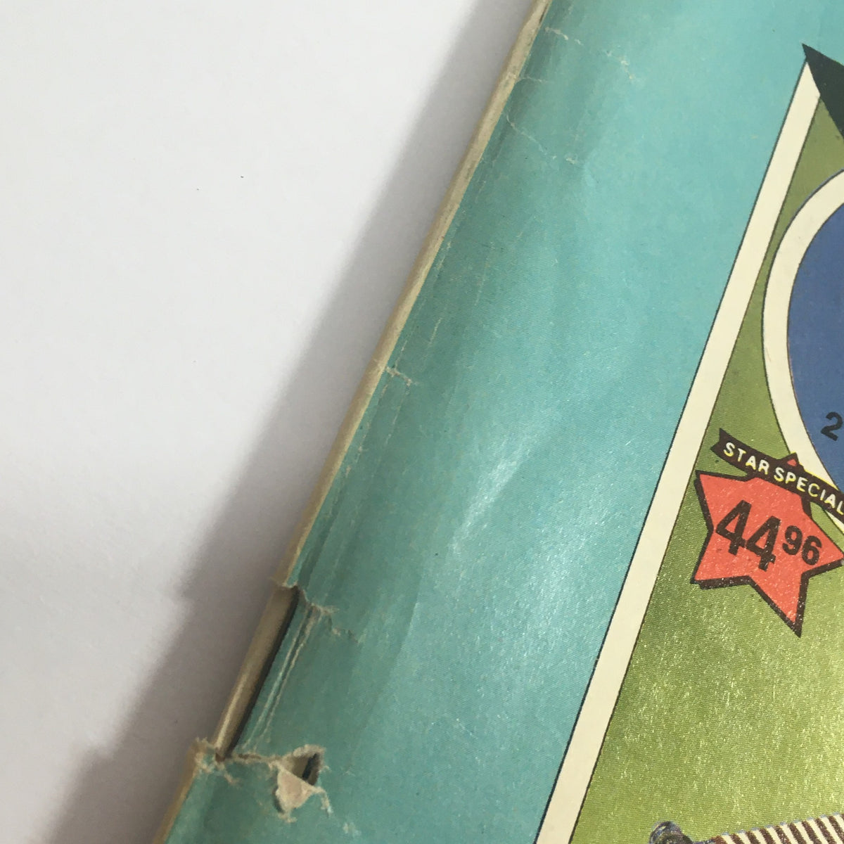 Close-up of the Vintage May 1979 Present Company Spring Star Special Chaise Lounger Price Catalog showing minor wear details and pricing label of $44.96.