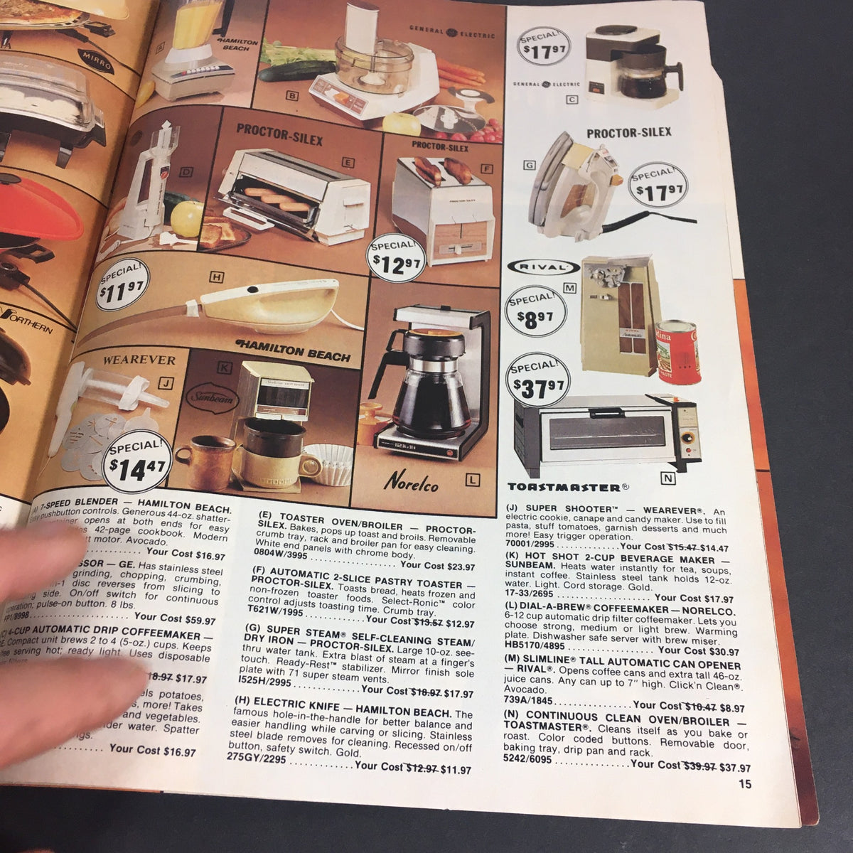 VTG November 1977 Townsmen Christmas Supplement listing kitchen appliances from Hamilton Beach and Proctor-Silex with their prices and offers.