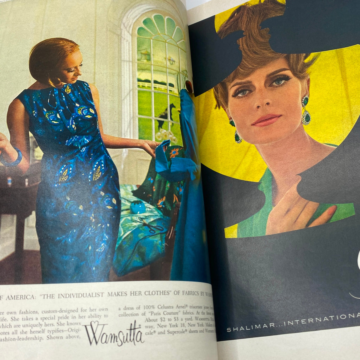 VTG Vogue Magazine March 1 1964 depicting a model in a blue dress, showcasing 1960s fashion, photographed by Bert Stern. The magazine highlights style and elegance in vintage fashion.