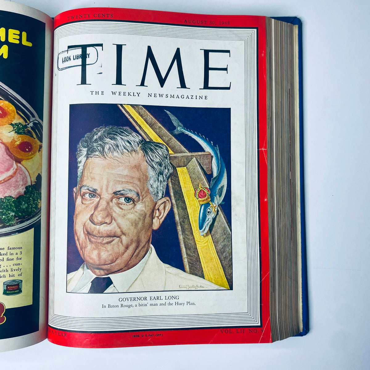 Cover of Time Magazine, August 30, 1948 featuring Governor Earl Long, part of the Time Library Bound Weekly July 5, 1948 - September 27, 1948.