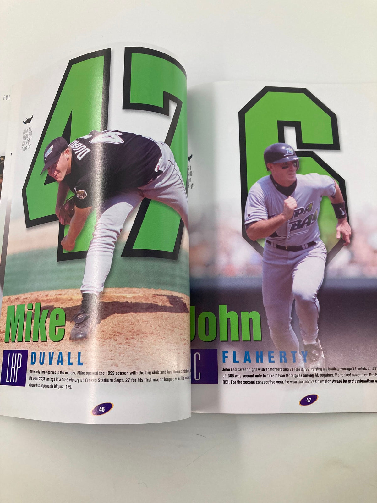 2000 MLB Devil R Us Yearbook Official Tampa Bay Publication Fred McGriff. Image featuring players Mike Duvall and John Flaherty.