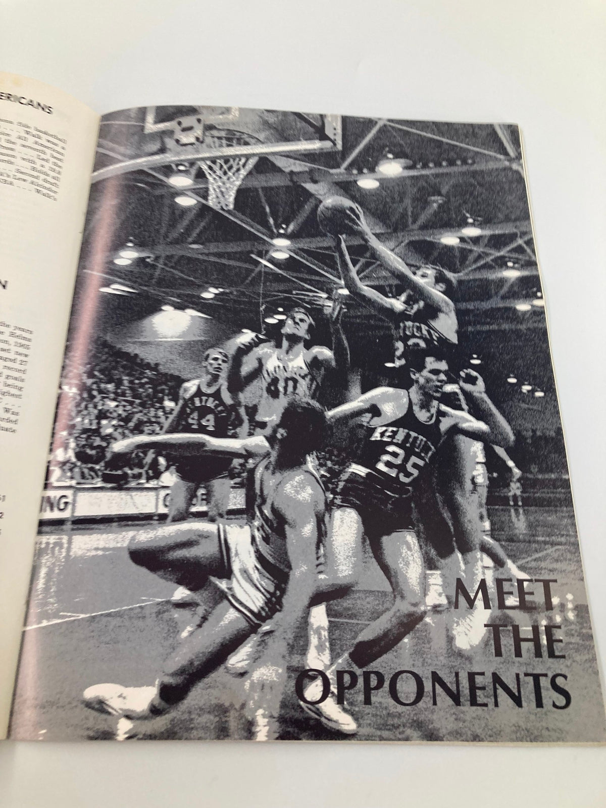 1970-1971 College University of Florida Gator Basketball Brochure featuring an action shot of players during a game, emphasizing the competitive spirit of Gators basketball.