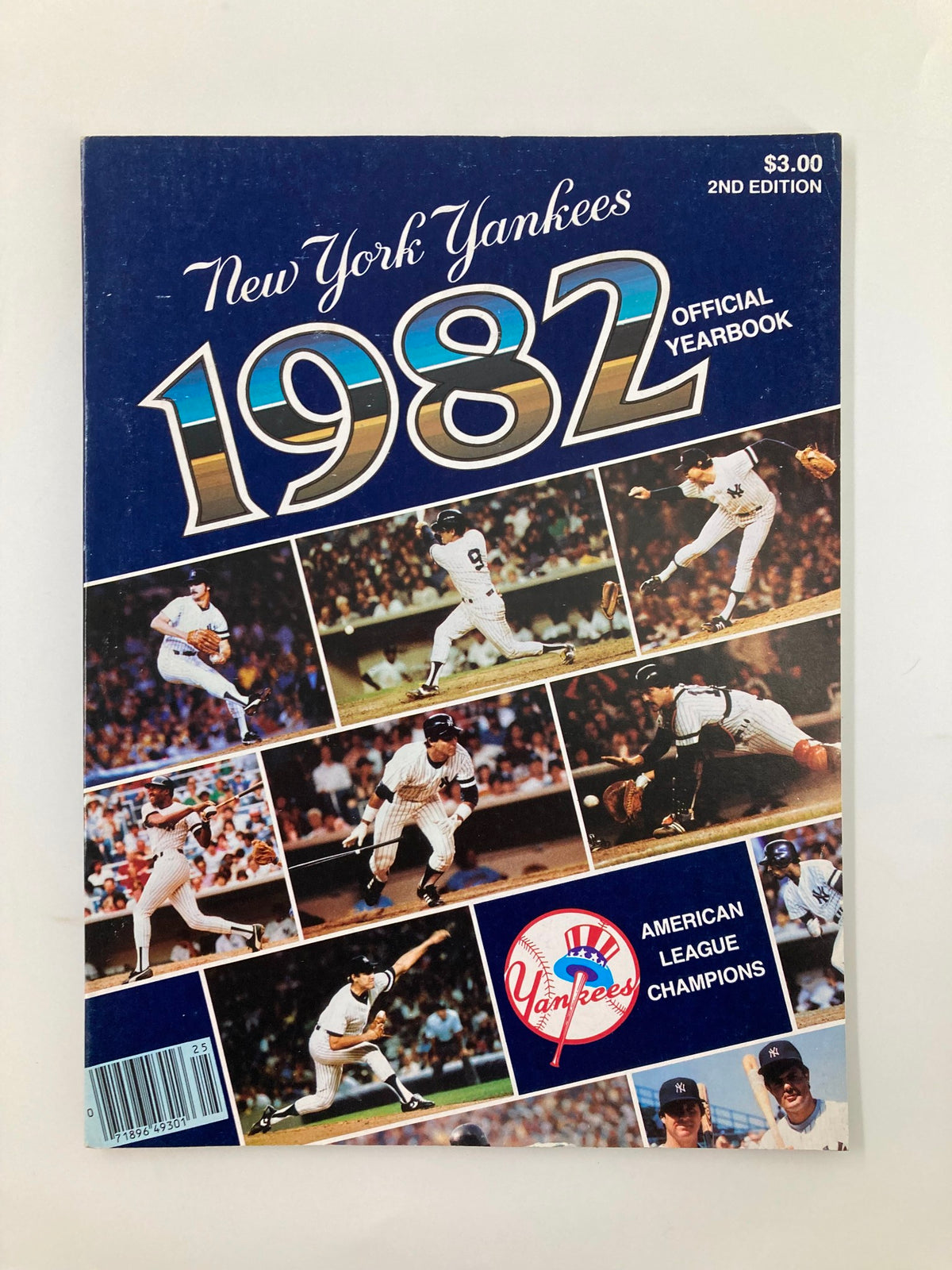 1982 MLB New York Yankees Official Yearbook featuring highlights of the American League Champions, showcasing iconic player images and team accomplishments.