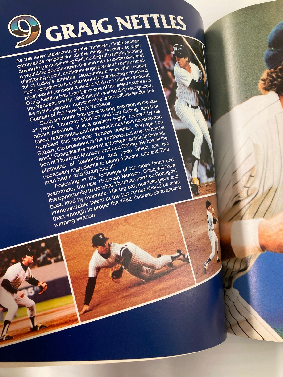 1982 MLB New York Yankees Official Yearbook American League Champions page dedicated to player Graig Nettles, highlighting his contributions and role in the team.