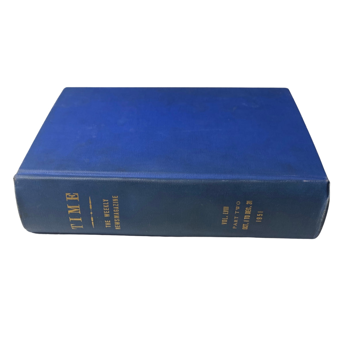 Front view of the Library Bound Weekly Time Magazine volume covering issues from October 1, 1951 to December 24, 1951, presented in a solid blue cover.