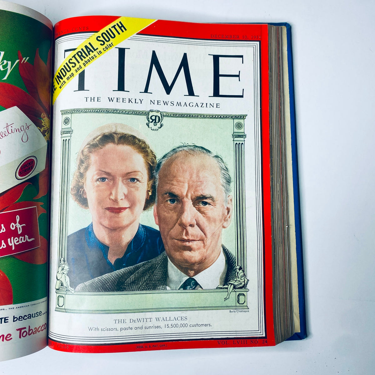 Cover of Time Library Bound Weekly Magazine from December 10, 1951, featuring DeWitt and Lila Wallace, with a title indicating their influence in media.