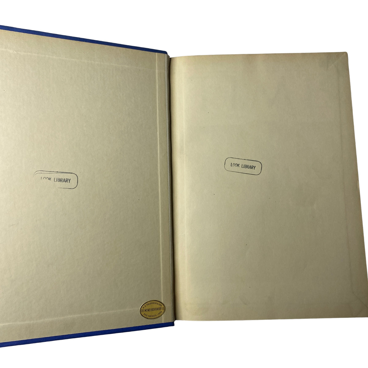 Inside cover of the Time Library Bound Weekly magazine with 'LOOK LIBRARY' stamp, related to the title 'Time Magazine Library Bound Weekly January 1, 1951 - March 26, 1951'.