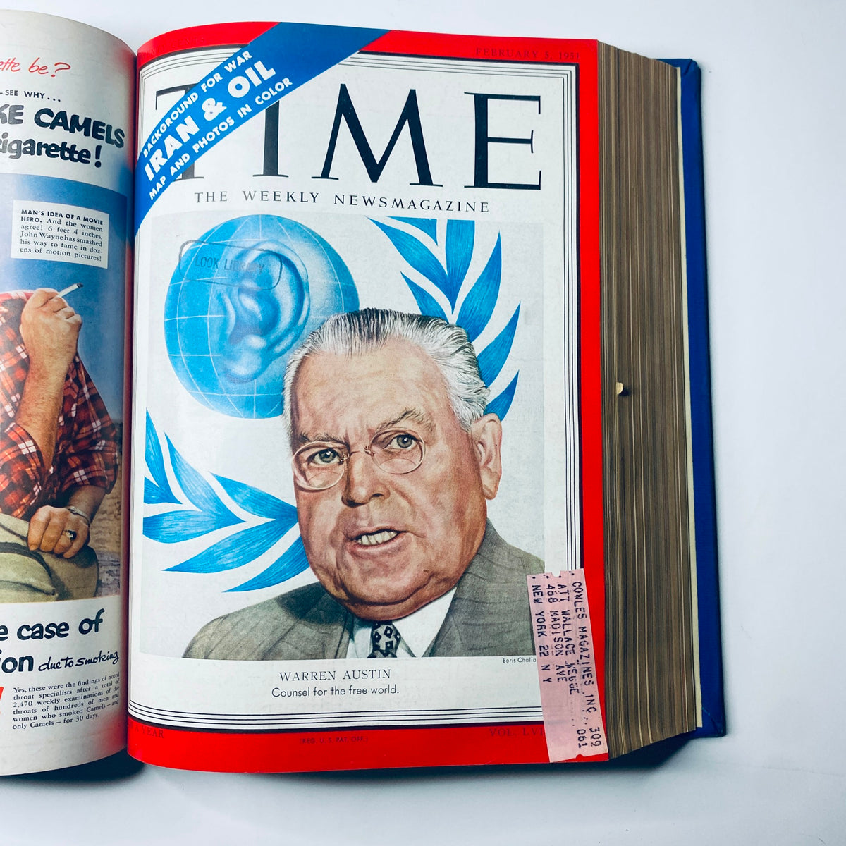Time Magazine Library Bound Weekly January 1, 1951 - March 26, 1951 highlighting Warren Austin, U.S. Ambassador to the U.N. on the February 5, 1951 cover.