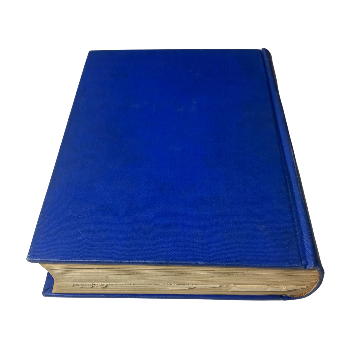 Side view of Time Magazine Library Bound April 1951 - June 25 1951, showcasing a blue binding with slightly aged pages.