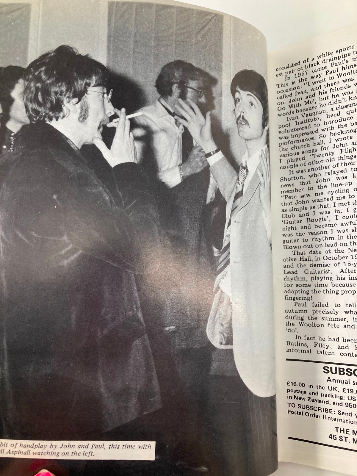 The Beatles Book Monthly Magazine January 1987 #129 Paul's Childhood showcases John Lennon and Paul McCartney engaged in conversation, providing insight into their collaboration during the band's formative years.