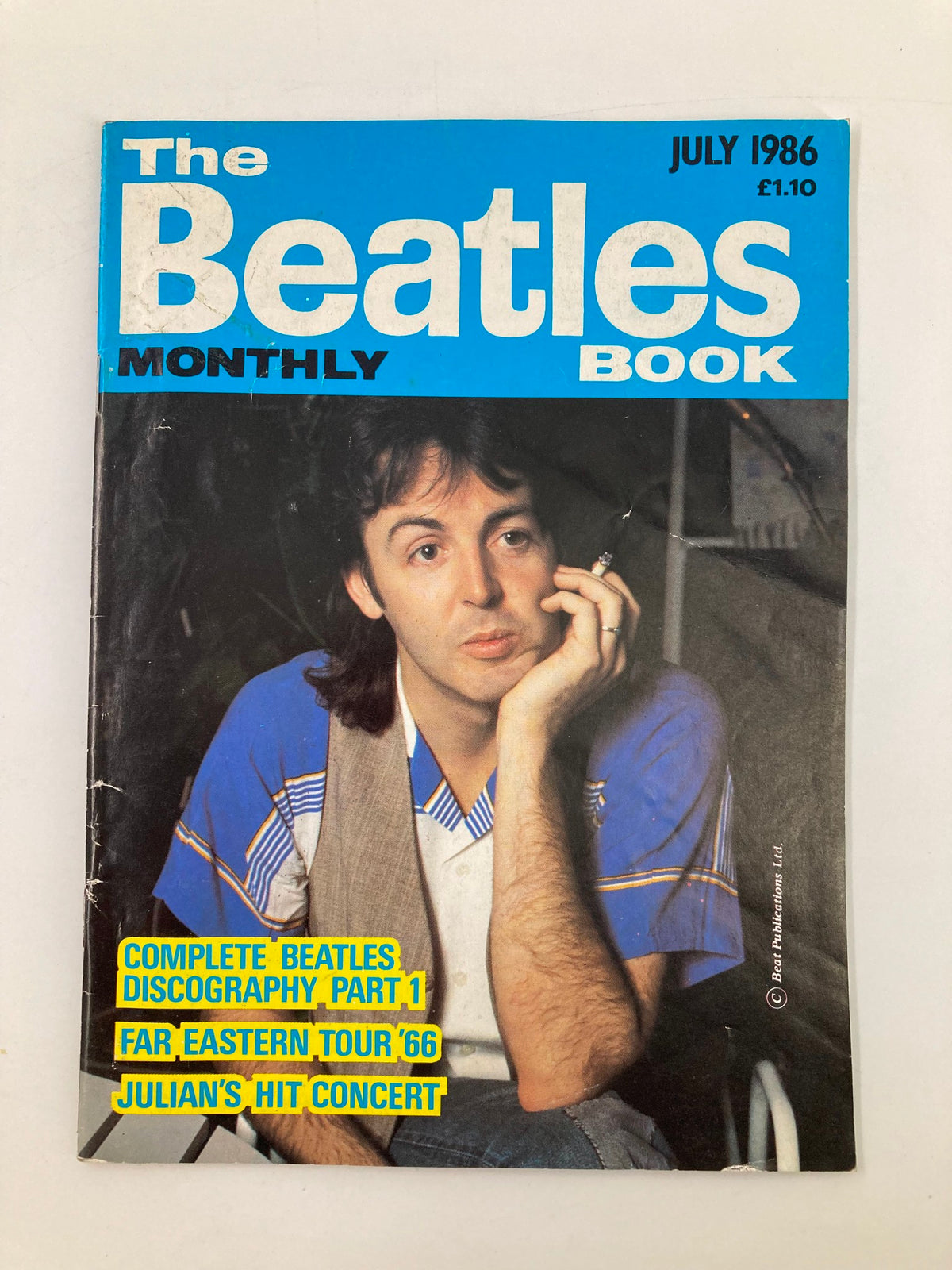 The Beatles Book Monthly Magazine July 1986, Issue #123 featuring Paul McCartney on the cover, showcasing the title in bold with vibrant colors.