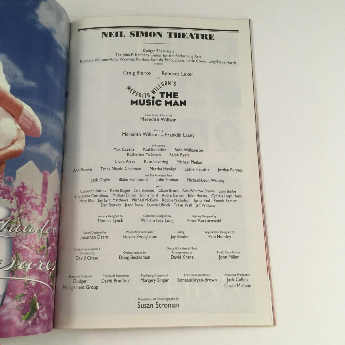 2000 Playbill The Music Man by Meredith Wilson featuring the Neil Simon Theatre cast and production details.
