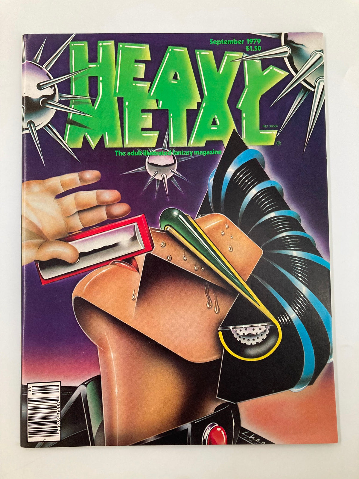 Cover of VTG Heavy Metal Magazine September 1979 titled 'Love Hurts' by Jim Cherry, featuring vibrant graphic art and bold typography.
