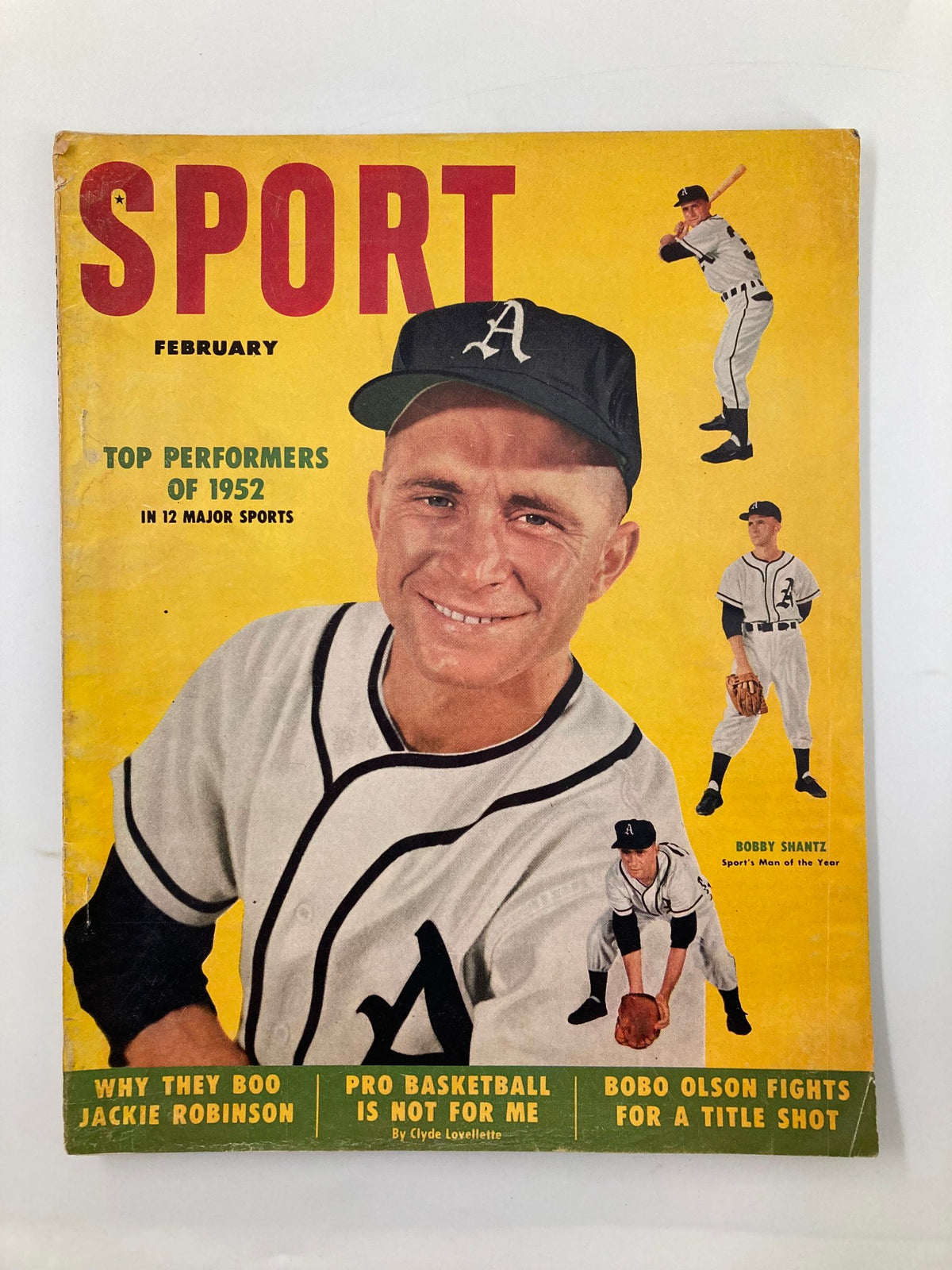 VTG Sport Magazine February 1953 cover featuring Bobby Shantz as Sportsman of the Year, showcasing the theme of top performers in various sports.