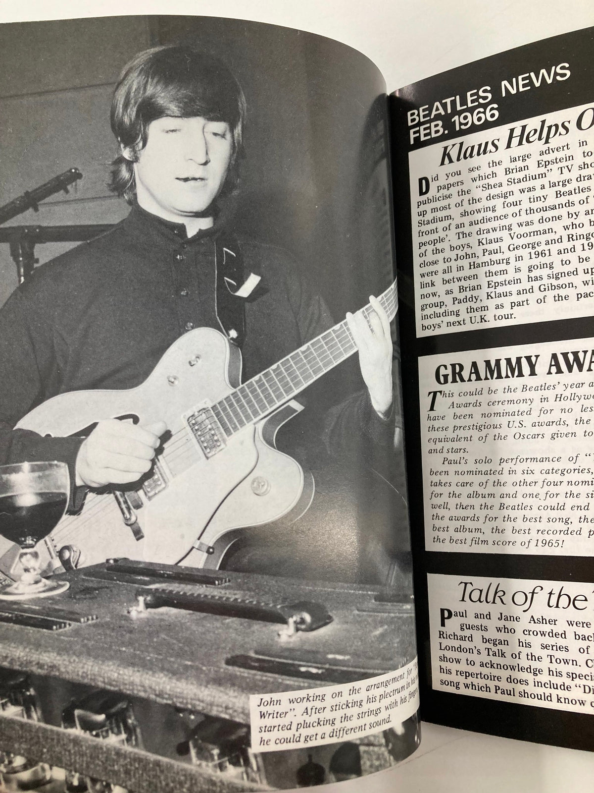 The Beatles Book Monthly Magazine March 1986 #119 featuring John Lennon working on the arrangement of 'Paperback Writer' with a guitar, reflecting his creative process.