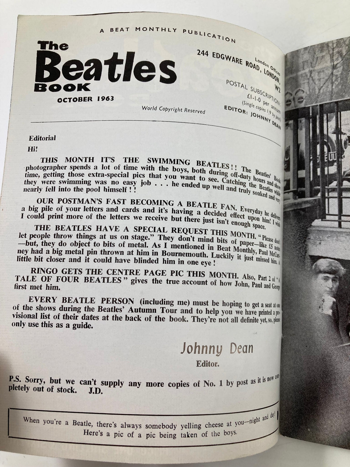 The Beatles Book Monthly Magazine July 1976 Issue #3, featuring an editorial about The Beatles and their experiences, capturing the essence of the time.