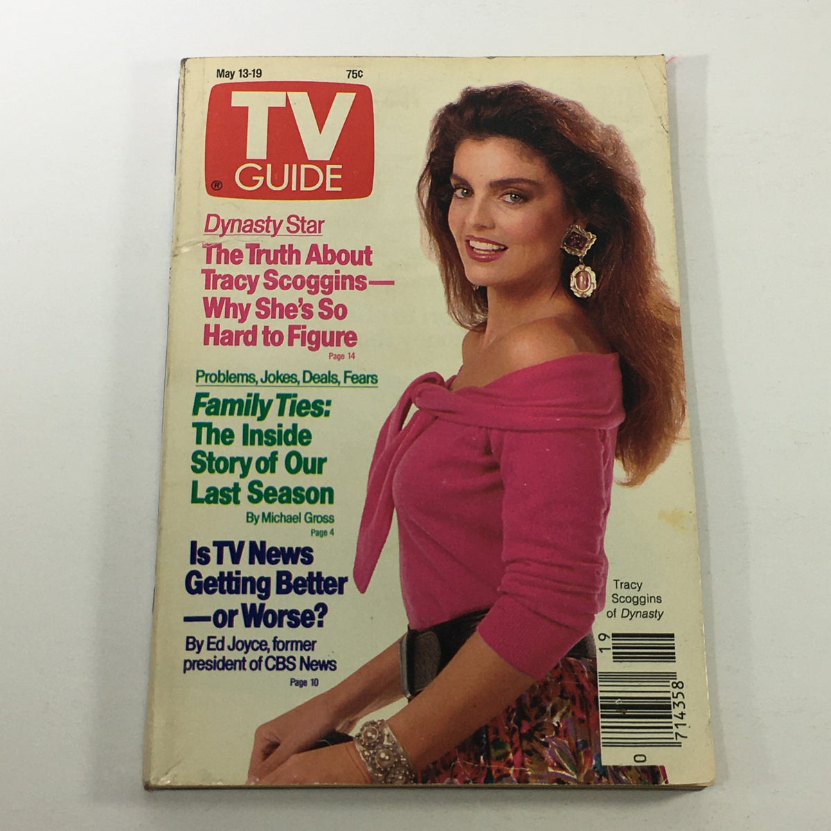VTG TV Guide Magazine May 13-19 1989 featuring actress Tracy Scoggins on the cover, showcasing articles on popular television shows and cultural insights of the late '80s.