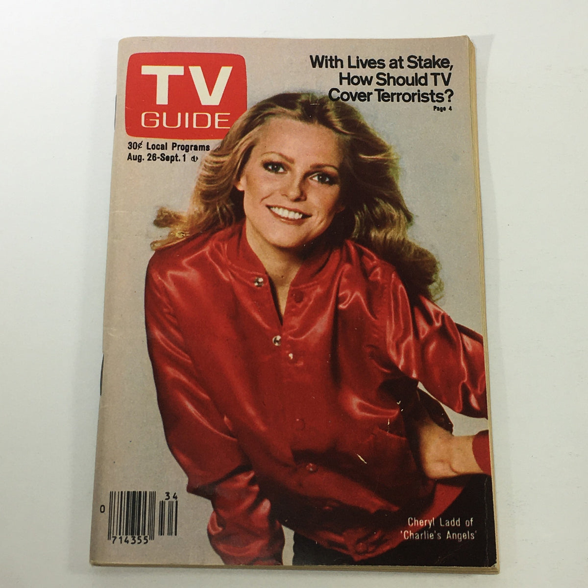 Cover of VTG TV Guide Magazine August 26-September 1 1978 Vol. 26 #34 featuring Cheryl Ladd, a radiant pop culture icon from the 1970s, in a red jacket.