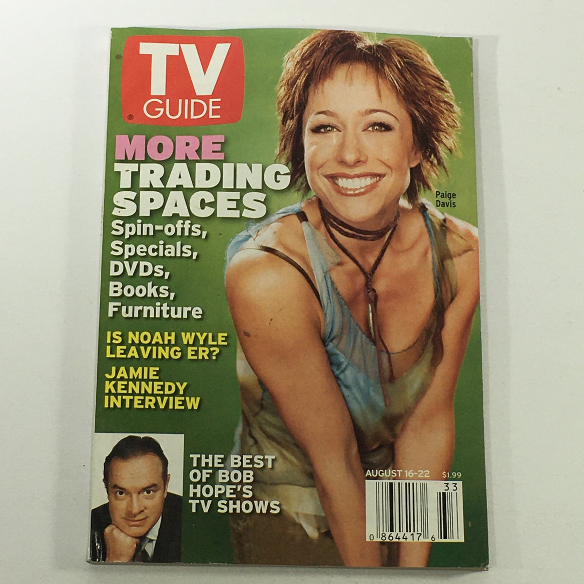 VTG TV Guide Magazine Cover August 16-22 2003 featuring Paige Davis and Jamie Kennedy with highlights on trading spaces and television shows.
