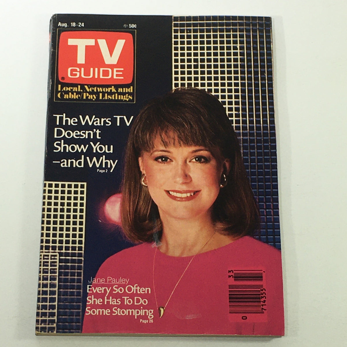 VTG TV Guide Magazine August 18-24 1984 featuring Jane Pauley on the cover, showcasing its vintage design and highlighting the cultural essence of 1980s television.