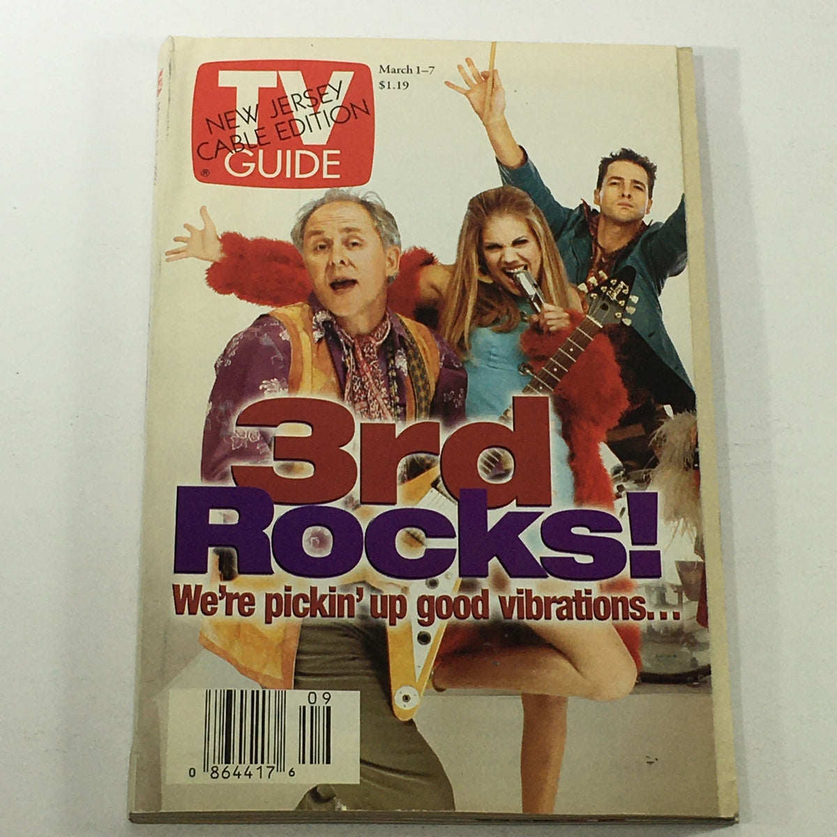 Cover of VTG TV Guide Magazine March 1-7, 1997 featuring the headline '3rd Rocks!' with colorful characters showcasing vintage entertainment from the late 90s.