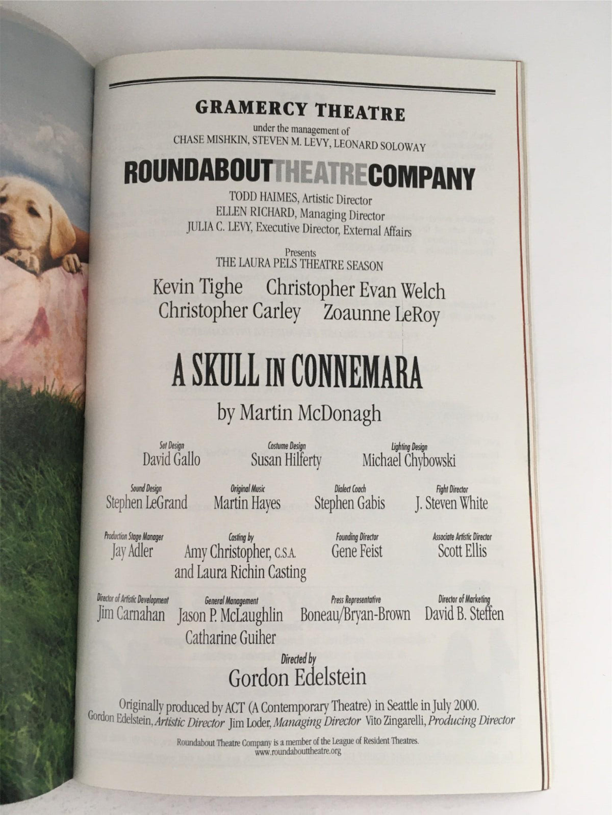 Gramercy Theatre page from Playbill showcasing 'A Skull in Connemara' by Martin McDonagh with details about the cast and production history.