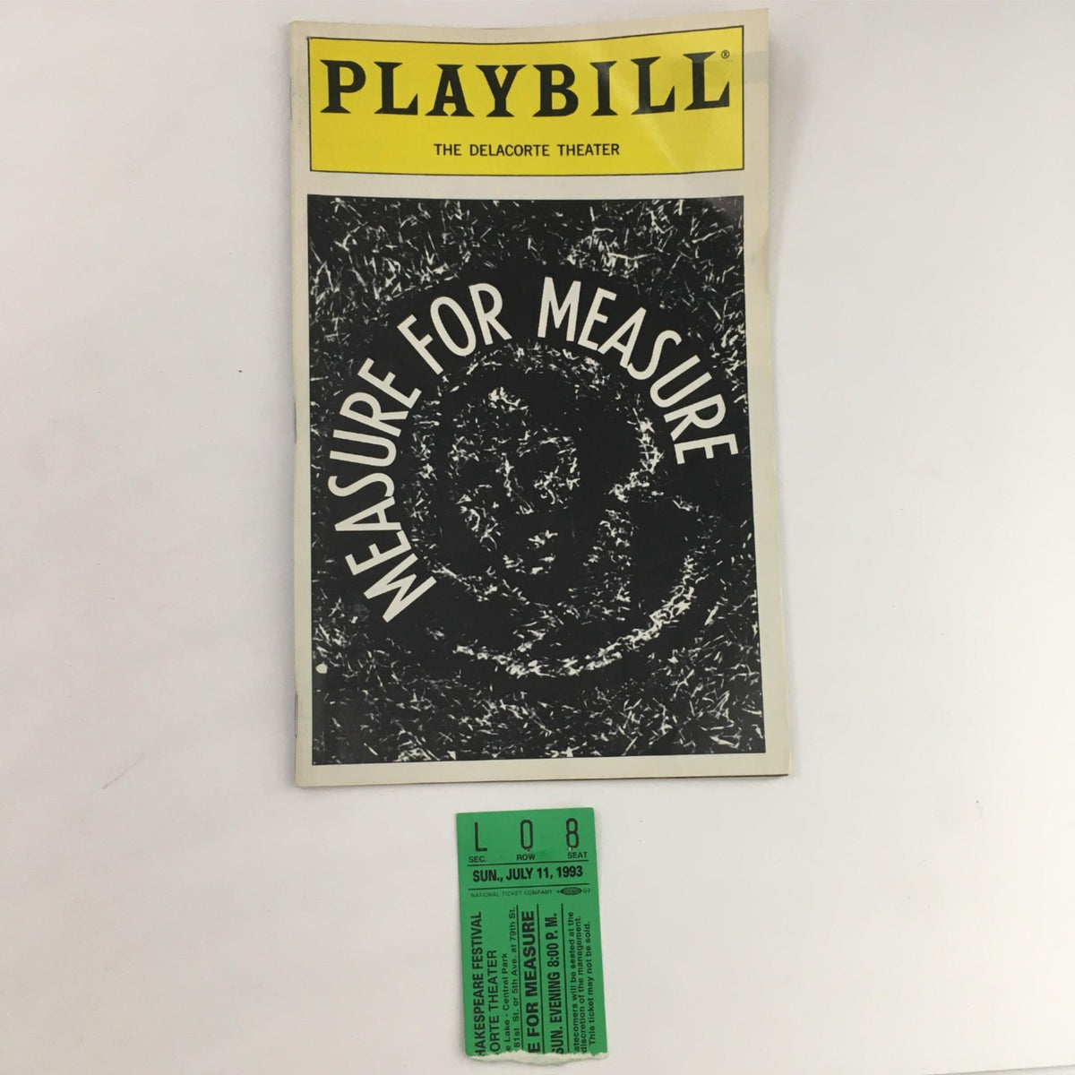 1993 Playbill for Measure For Measure by Michael Rudman at Delacorte Theatre, featuring the cover artwork with title.