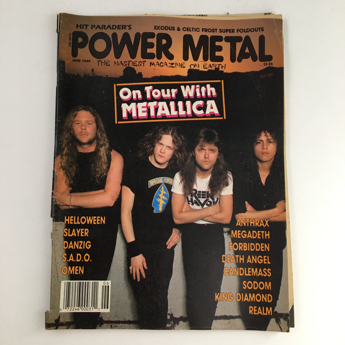 Cover of Hit Parader Power Metal June 1989 magazine featuring the headline 'On Tour With Metallica'. This issue includes notable metal band features and photos.