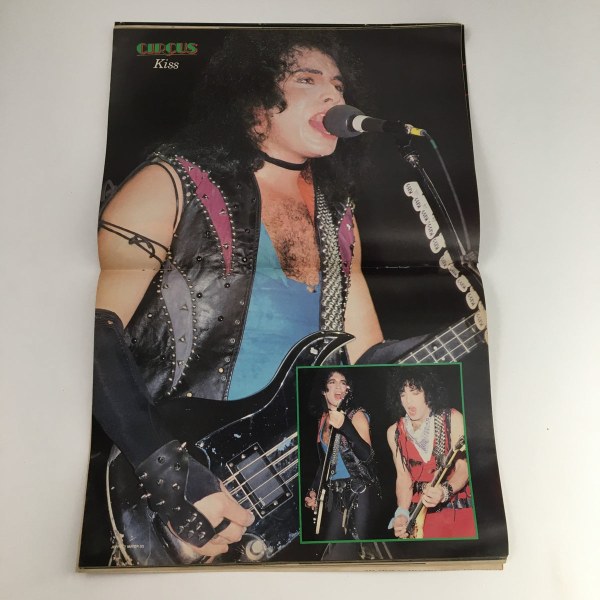Circus Magazine January 31 1985 poster featuring a live performance by the band Kiss, showcasing Paul Stanley on stage with electric guitar.