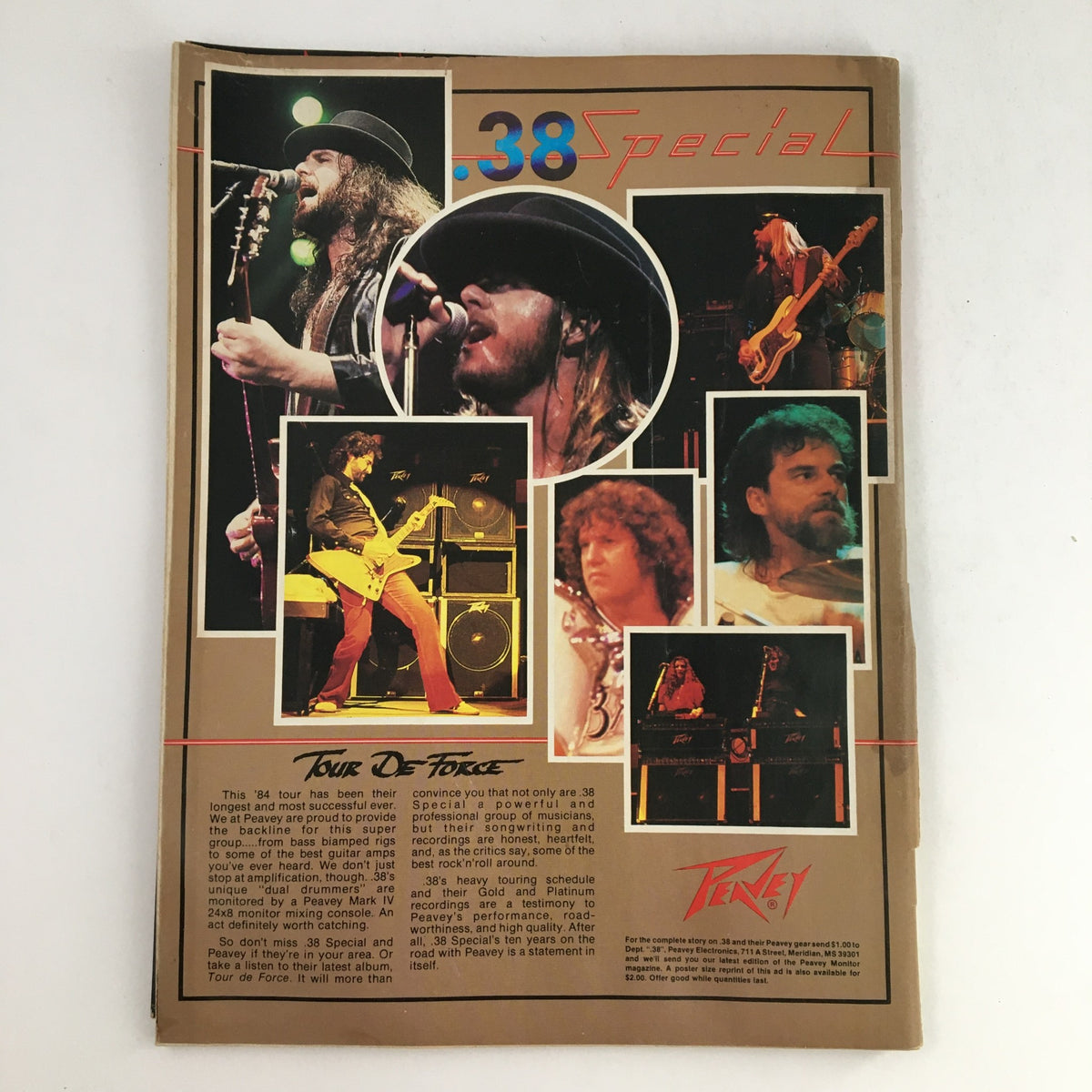 Circus Magazine January 31 1985 back cover featuring the band .38 Special with a collage of dynamic performance images and promotional graphics.