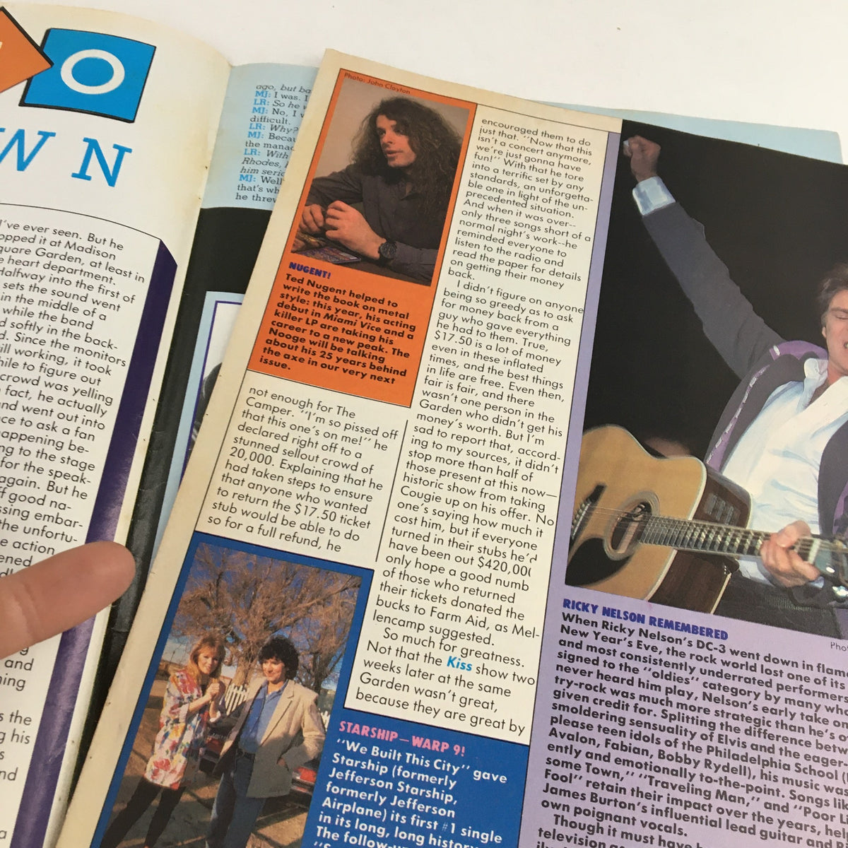 Article page from Hard Rock Video Magazine May 1986 #8 highlighting interviews and commentary on bands like Starship and Kiss, capturing the essence of rock music during the era.