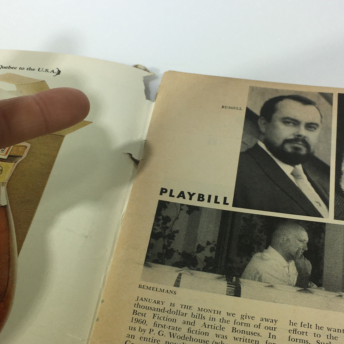 Interior page of VTG Playboy Magazine January 1961 Vol. 8 #1, highlighting text and images, with visible wear illustrating the magazine's age.