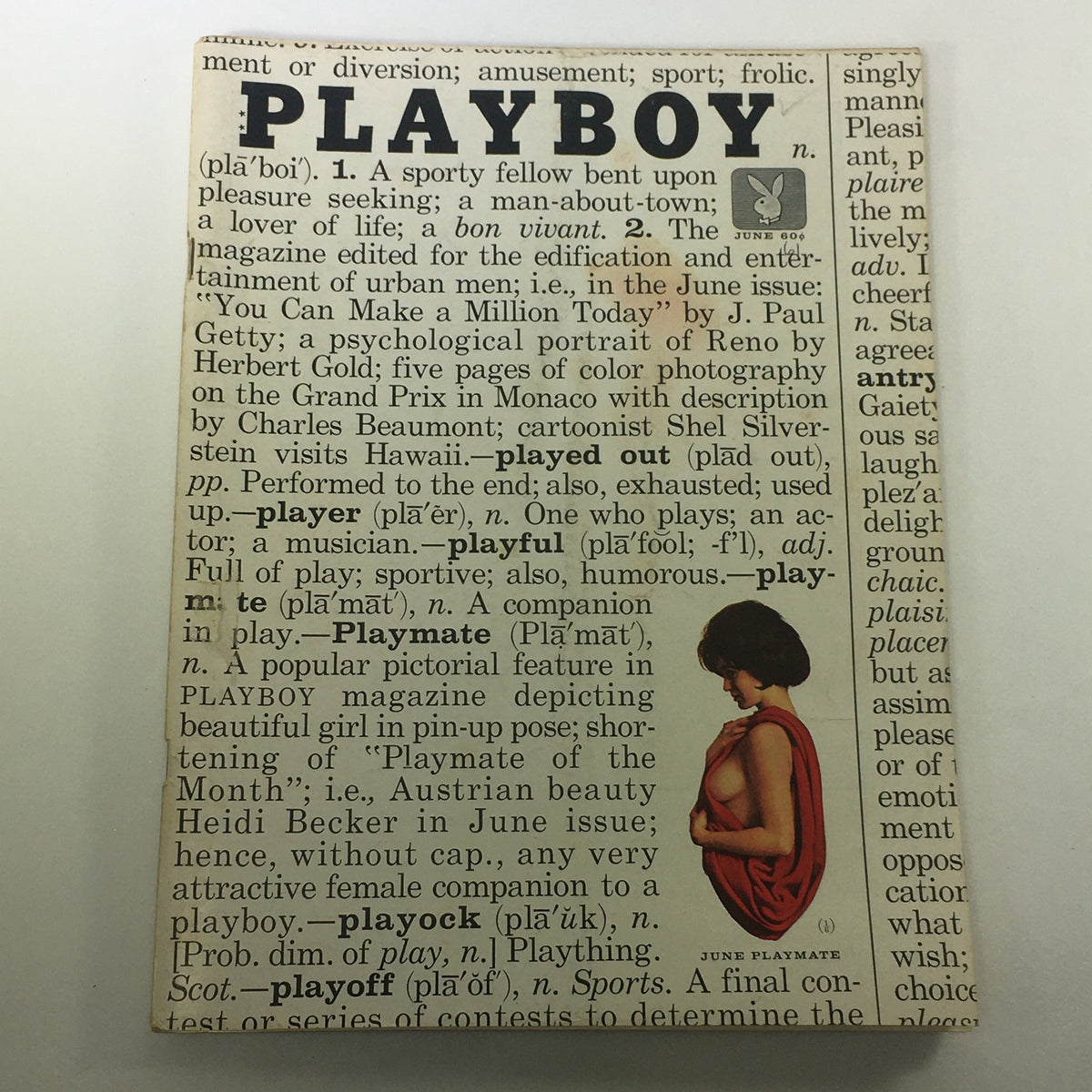 Cover of VTG Playboy Magazine June 1961 Vol. 8 #6 featuring Playmate Heidi Becker and vintage typography.