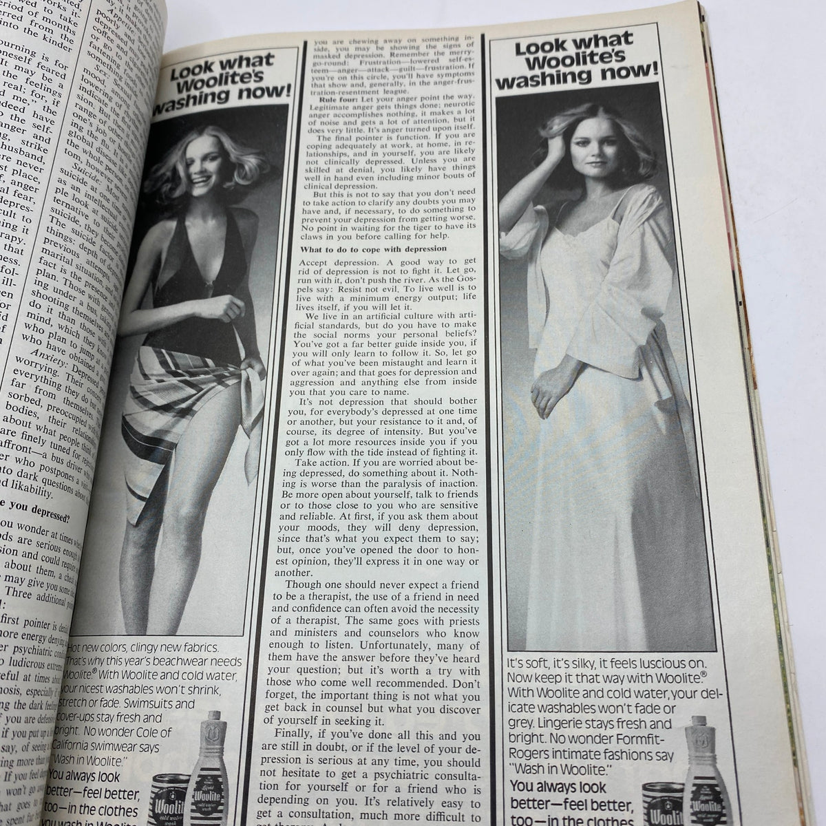 VTG Vogue Magazine June 1978 includes an article titled 'Look what Woolite's washing now!' with striking images of women modeling contemporary fashion.