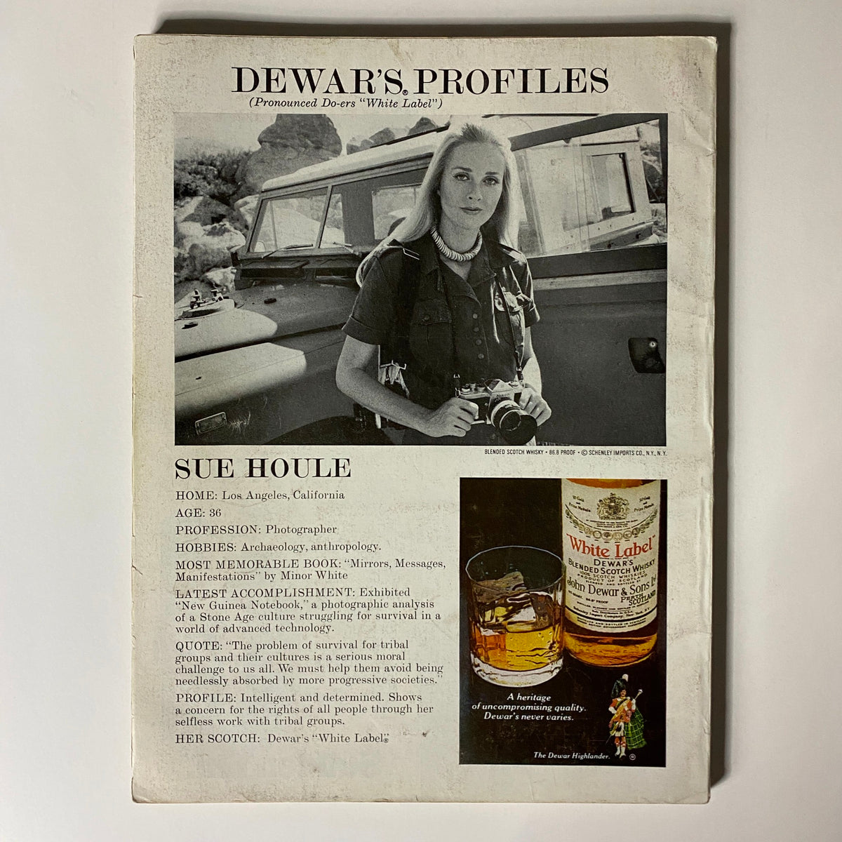 VTG Vogue Magazine June 1978 features a profile on photographer Sue Houle, highlighting her background and contributions, alongside an advertisement for Dewar's whisky.