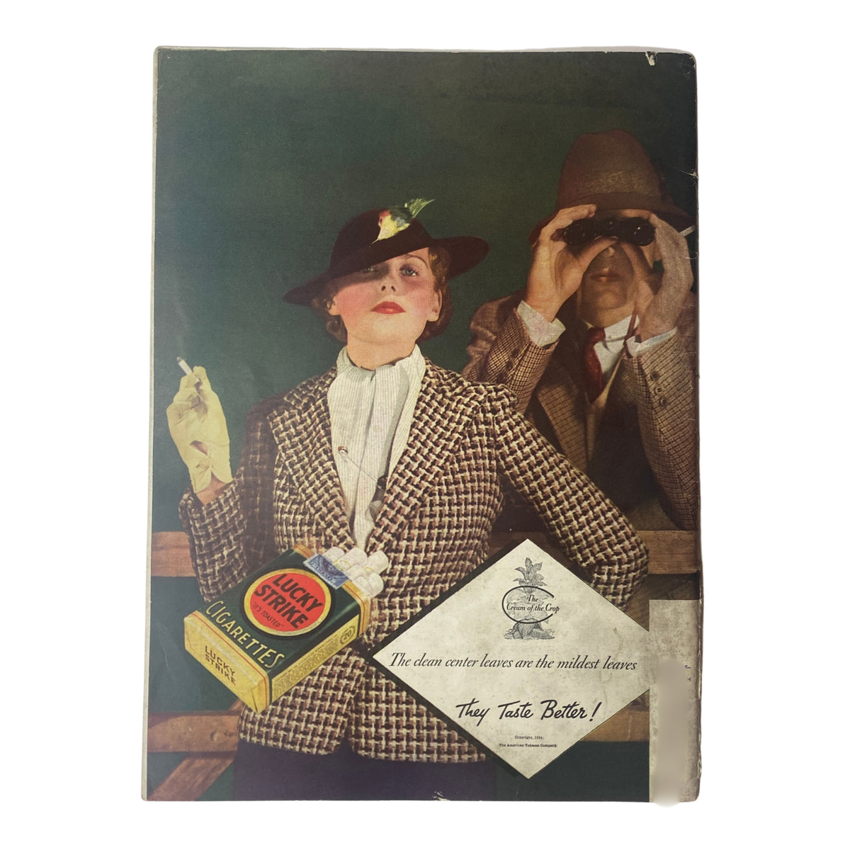 Cover of Time Magazine dated September 10, 1934, featuring Donald Randall Richberg. The illustration showcases a fashionably dressed woman with a cigarette in one hand and a man in the background using binoculars. The magazine promotes Lucky Strike cigarettes with a slogan about their mild taste.