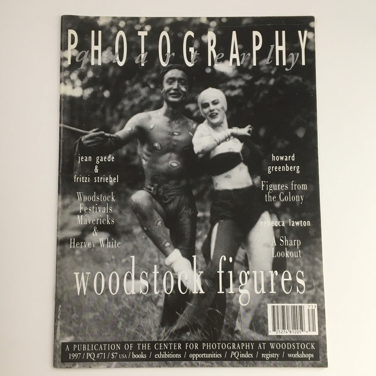 Cover of the Photography Quarterly Auction Catalog 1997 #71 featuring Woodstock Figures, showcasing iconic images and artistic expressions from the Woodstock era.