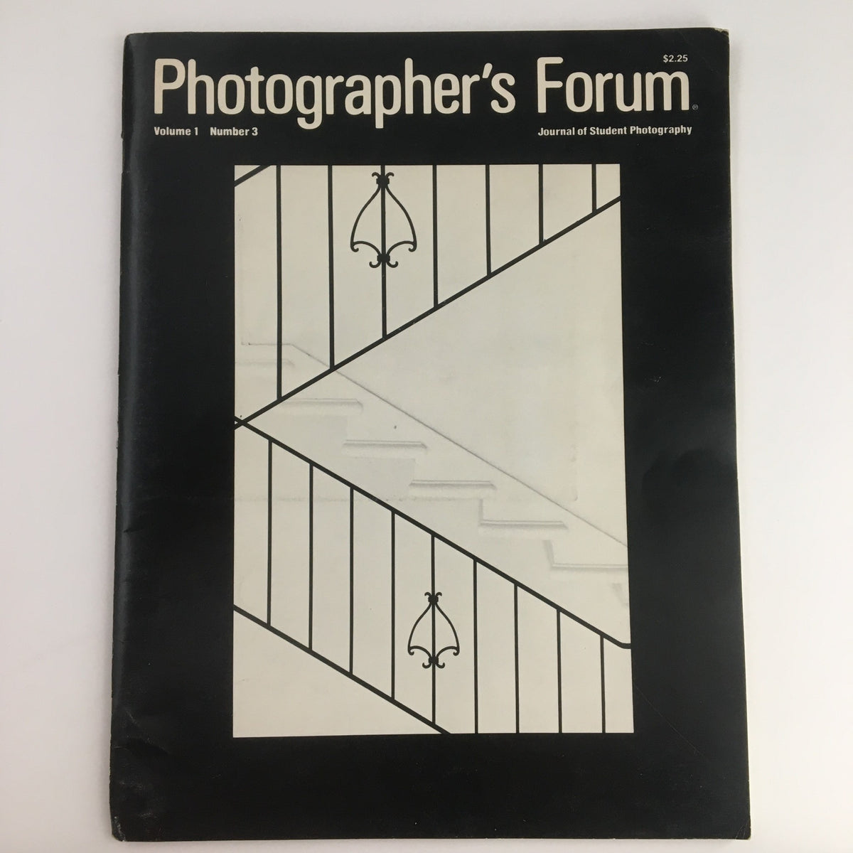 Cover of Photographer's Forum Vol 1 #3 May 1979 featuring an abstract design with stairs and railing, highlighting the theme of photography and art.