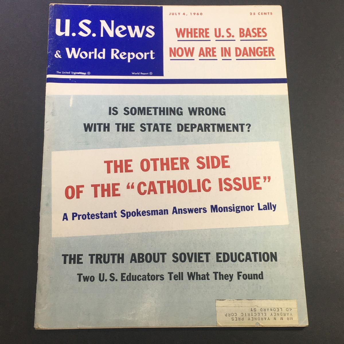 Vintage U.S. News & World Report Magazine from July 4, 1960, featuring the cover story 'The Truth About Soviet Education' along with discussions on U.S. foreign policy.