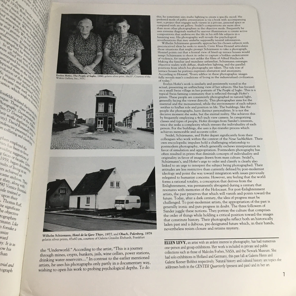 Interior page of Photography Center Quarterly Magazine 1992 #51 The International Issue, showcasing artwork and discussion about the photographers featured.