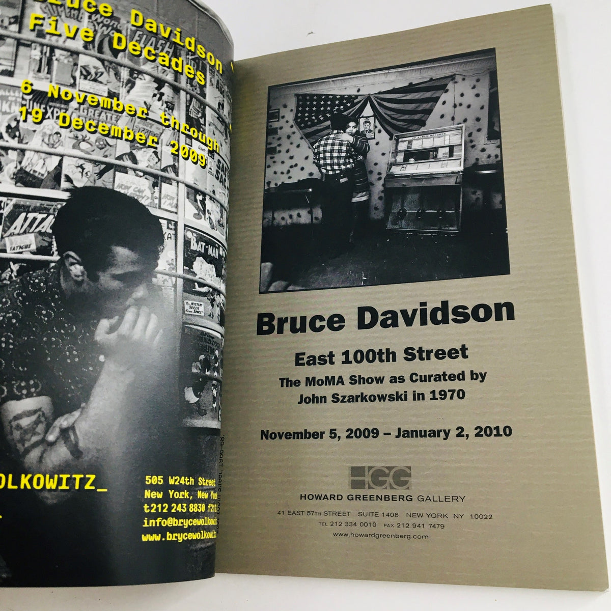 Advertisement page from Photograph Magazine November 2009 promoting the Bruce Davidson exhibition, linked to Carleton Watkins Discoveries.