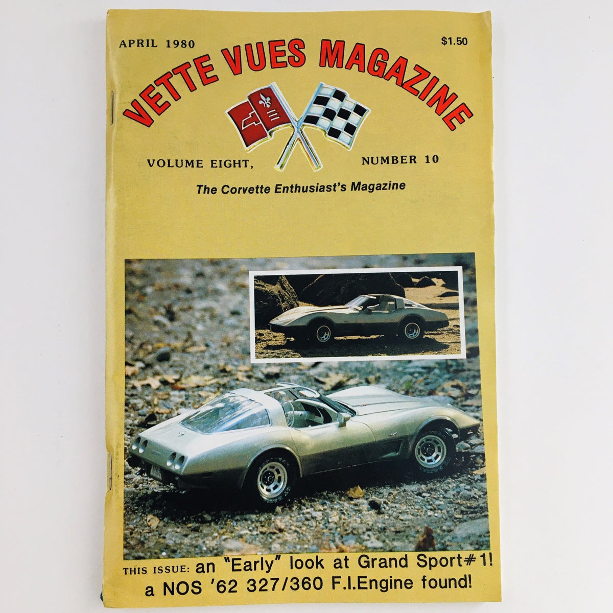 Vette Vues Magazine April 1980 Volume 8 Number 10, featuring the Grand Sport #1 F.I. Engine. The cover showcases the magazine's title and a featured Corvette, serving as a collectible item for automotive enthusiasts.