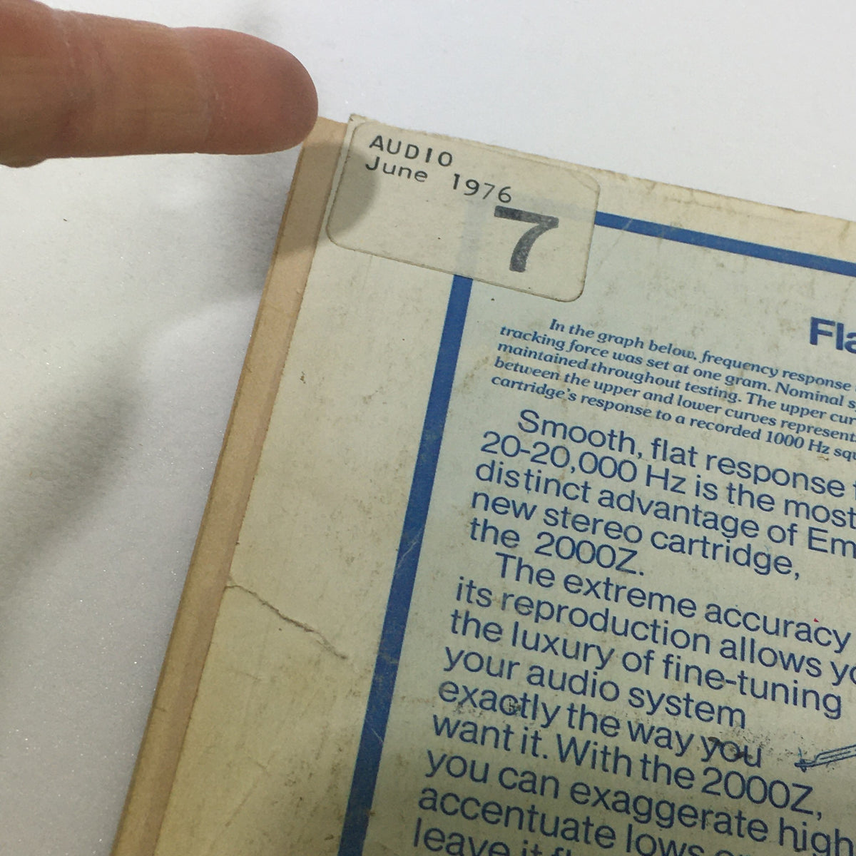 Side view of the back cover of VTG Audio and Music Magazine June 1976 with a visible address label and publication details.