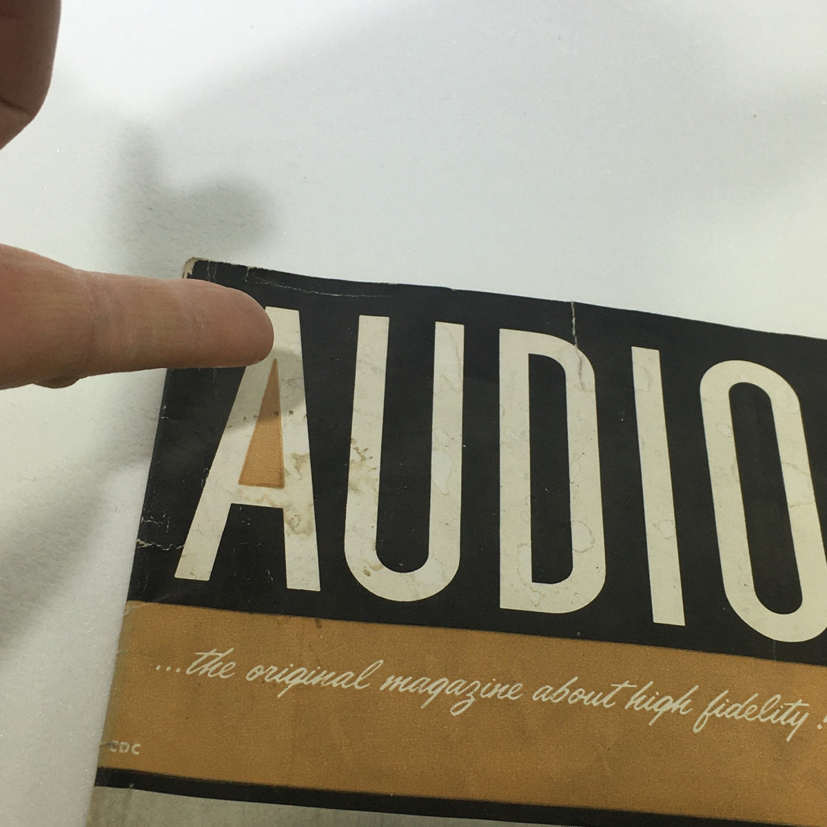 Close-up of the title section of the VTG Audio and Music Magazine January 1963 - Stereo Back Issue highlighting the magazine's name and tagline about high fidelity.