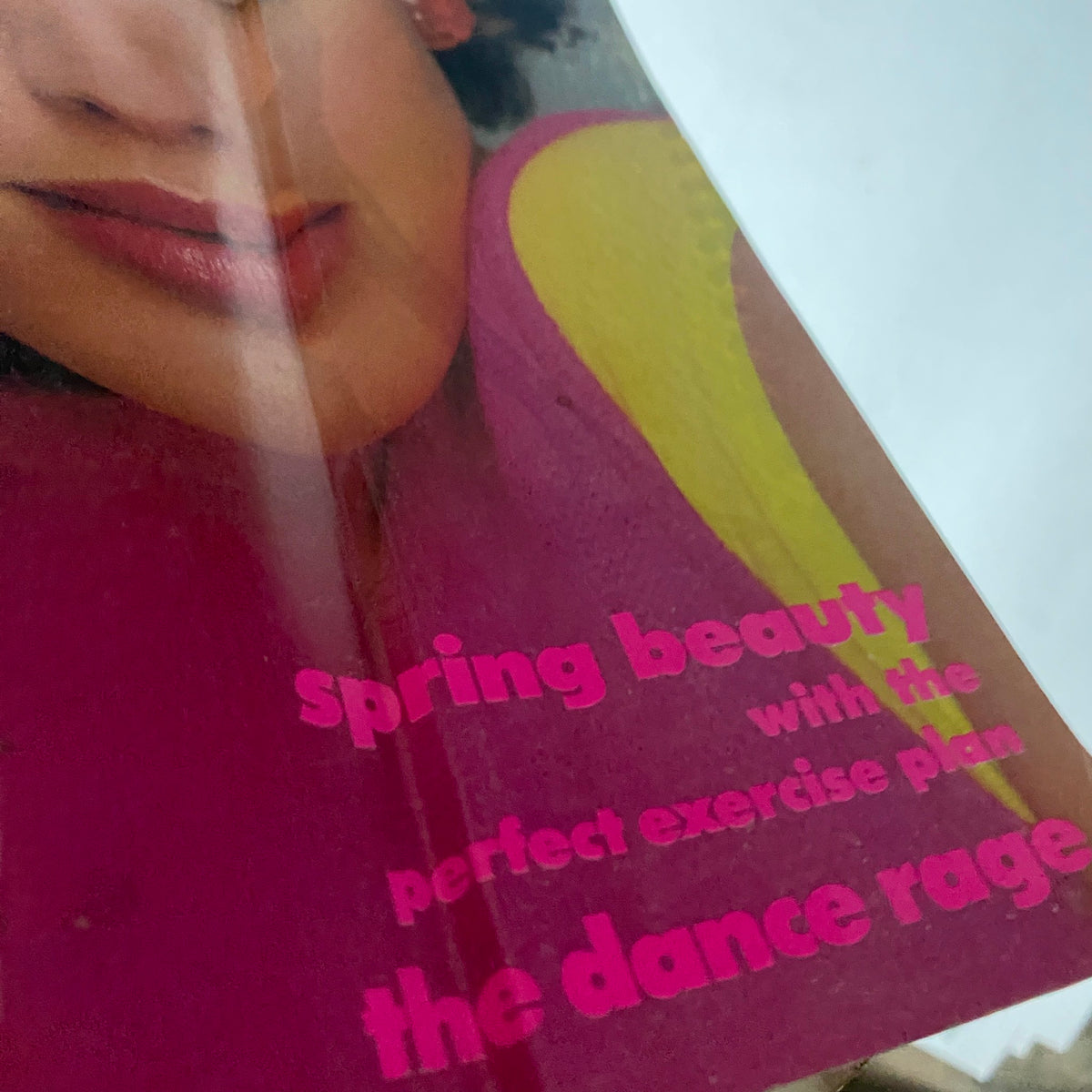 Cover of VTG Vogue Magazine March 1984 featuring a close-up of Beth Rupert with a pink background illustrating spring beauty and exercise fashion, photographed by Richard Avedon.