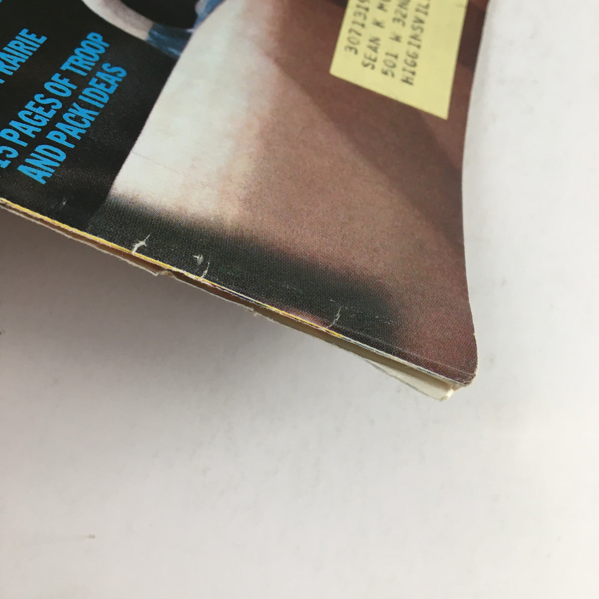 Close-up view of the Boys' Life Magazine June 1980 cover showing wear and age, with address label, highlighting its collectible nature.